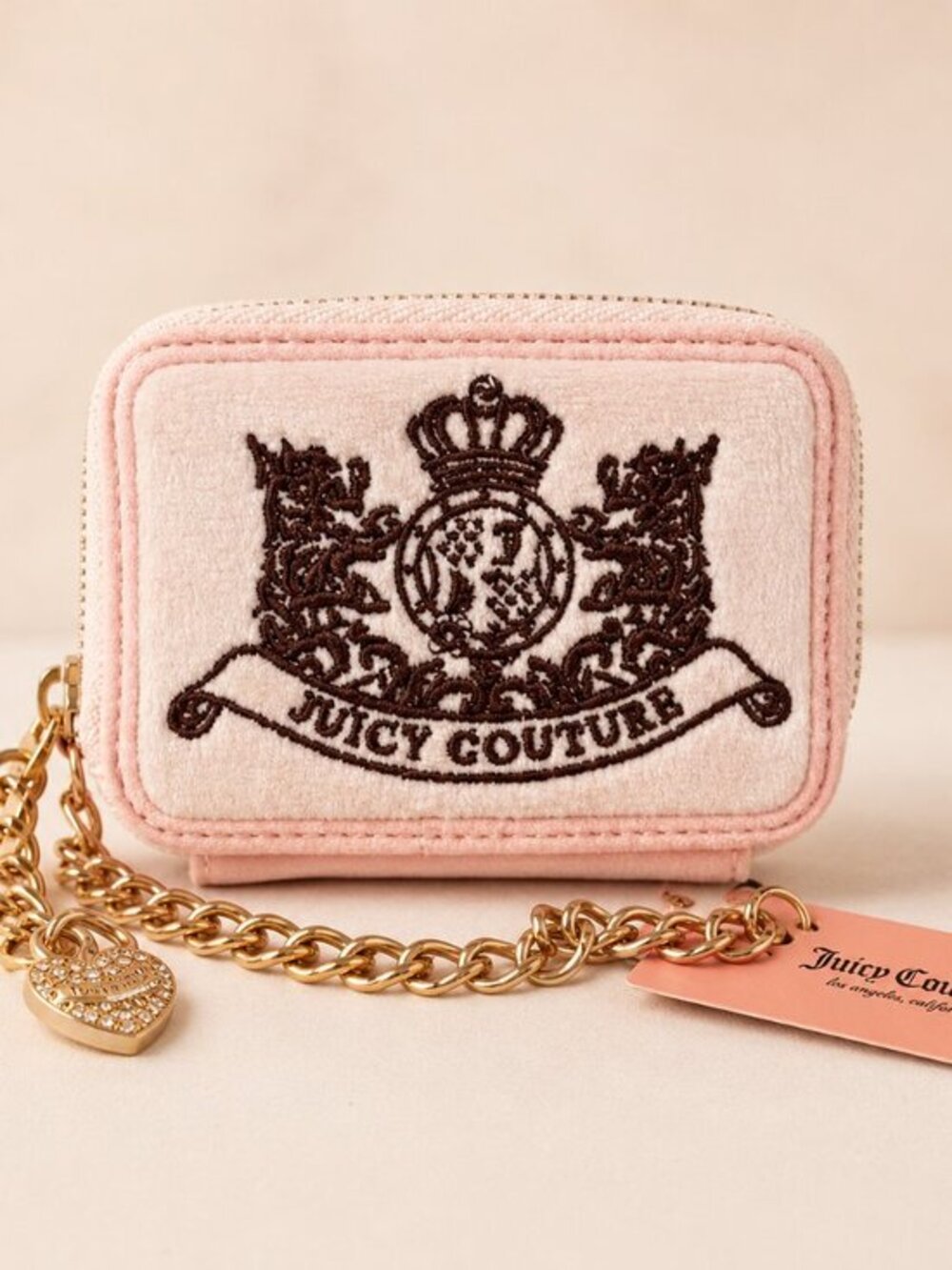 Juicy Couture Chiffon Pink Velour Scottie Dog Zip Wallet NWT